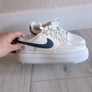 White & Navy Nikes 🤍🩵